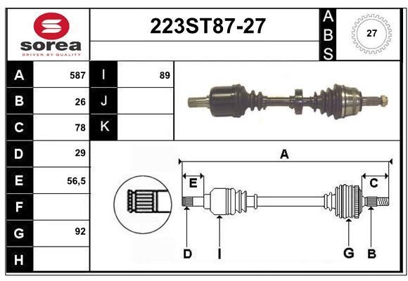 StartCar 223ST87-27 Drive shaft 223ST8727: Buy near me in Poland at 2407.PL - Good price!