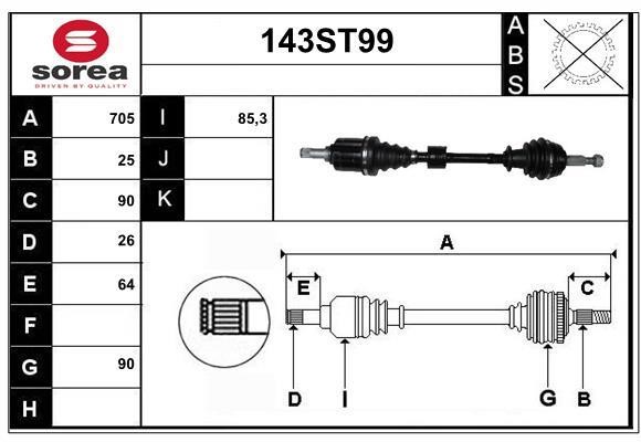 StartCar 143ST99 Drive shaft 143ST99: Buy near me in Poland at 2407.PL - Good price!