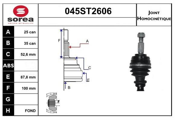 StartCar 045ST2606 Joint kit, drive shaft 045ST2606: Buy near me in Poland at 2407.PL - Good price!