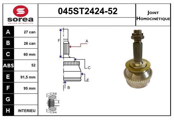 StartCar 045ST2424-52 Przegub homokinetyczny 045ST242452: Atrakcyjna cena w Polsce na 2407.PL - Zamów teraz!