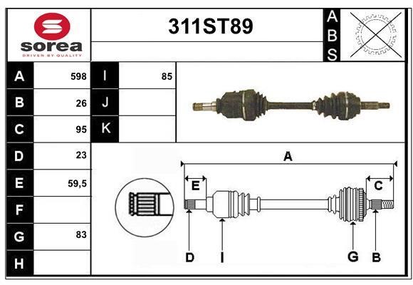 StartCar 311ST89 Drive shaft 311ST89: Buy near me in Poland at 2407.PL - Good price!