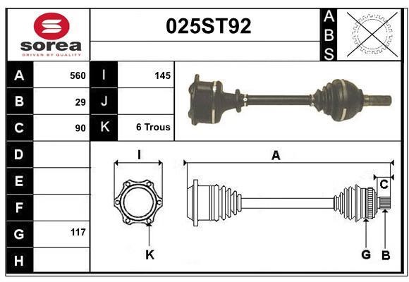 StartCar 025ST92 Drive shaft 025ST92: Buy near me in Poland at 2407.PL - Good price!