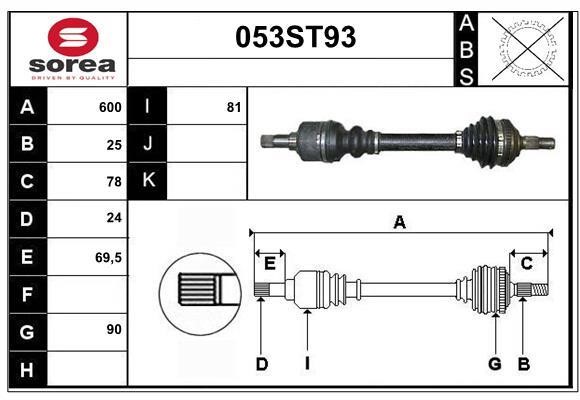 StartCar 053ST93 Вал привідний 053ST93: Приваблива ціна - Купити у Польщі на 2407.PL!