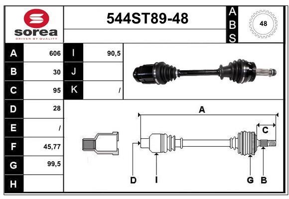 StartCar 544ST89-48 Drive shaft 544ST8948: Buy near me in Poland at 2407.PL - Good price!
