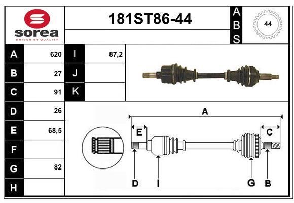 StartCar 181ST86-44 Drive shaft 181ST8644: Buy near me in Poland at 2407.PL - Good price!