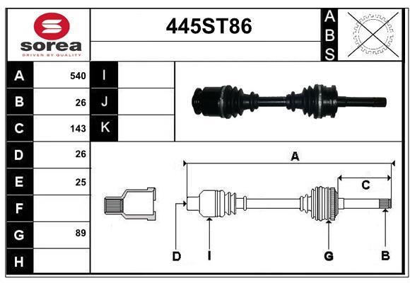StartCar 445ST86 Drive shaft 445ST86: Buy near me in Poland at 2407.PL - Good price!