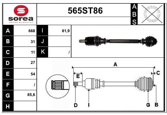 StartCar 565ST86 Drive shaft 565ST86: Buy near me in Poland at 2407.PL - Good price!