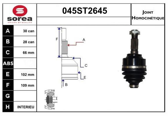 StartCar 045ST2645 Joint kit, drive shaft 045ST2645: Buy near me in Poland at 2407.PL - Good price!