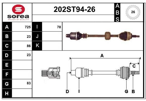 StartCar 202ST94-26 Вал приводной 202ST9426: Отличная цена - Купить в Польше на 2407.PL!