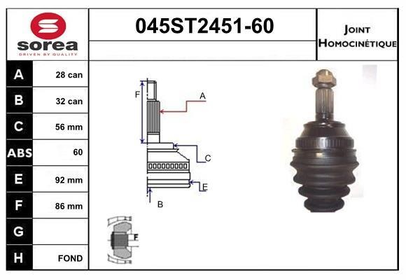 StartCar 045ST2451-60 Joint kit, drive shaft 045ST245160: Buy near me in Poland at 2407.PL - Good price!