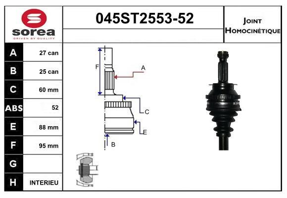 StartCar 045ST2553-52 Joint kit, drive shaft 045ST255352: Buy near me in Poland at 2407.PL - Good price!