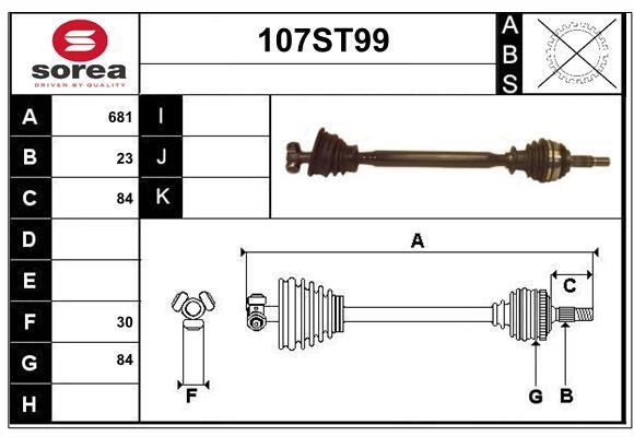 StartCar 107ST99 Drive shaft 107ST99: Buy near me in Poland at 2407.PL - Good price!
