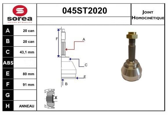StartCar 045ST2020 Joint kit, drive shaft 045ST2020: Buy near me at 2407.PL in Poland at an Affordable price!