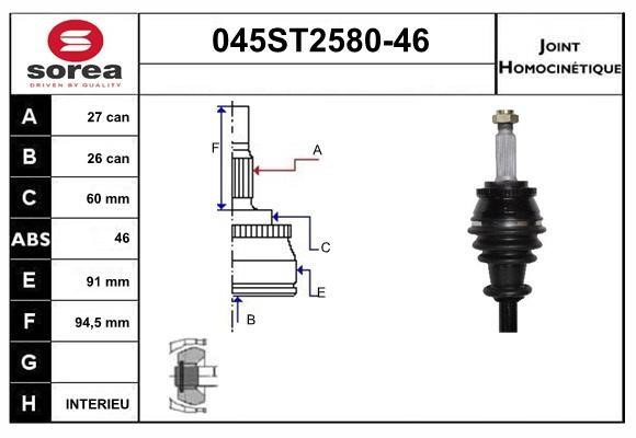 StartCar 045ST2580-46 Joint kit, drive shaft 045ST258046: Buy near me in Poland at 2407.PL - Good price!