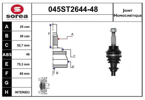 StartCar 045ST2644-48 Joint kit, drive shaft 045ST264448: Buy near me in Poland at 2407.PL - Good price!