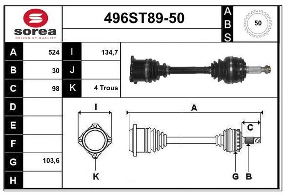 StartCar 496ST89-50 Drive shaft 496ST8950: Buy near me in Poland at 2407.PL - Good price!