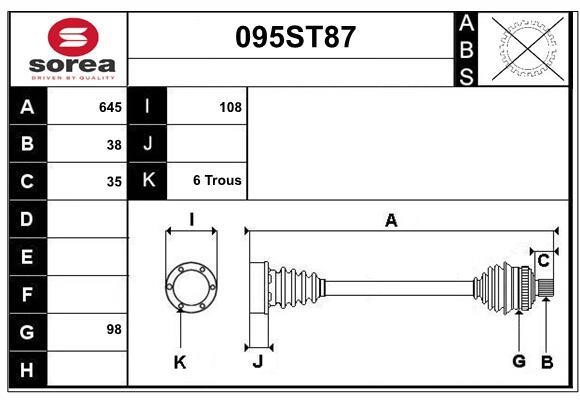 StartCar 095ST87 Вал приводной 095ST87: Отличная цена - Купить в Польше на 2407.PL!