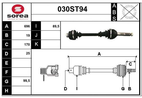 StartCar 030ST94 Drive shaft 030ST94: Buy near me in Poland at 2407.PL - Good price!