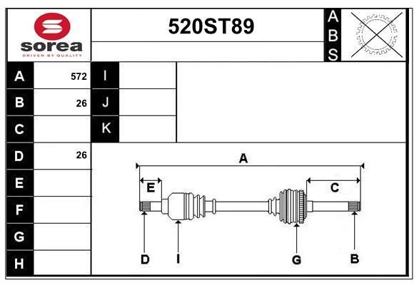 StartCar 520ST89 Вал привідний 520ST89: Приваблива ціна - Купити у Польщі на 2407.PL!