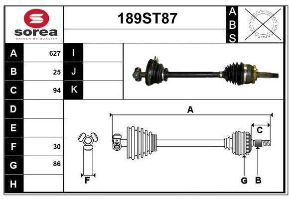 StartCar 189ST87 Drive shaft 189ST87: Buy near me in Poland at 2407.PL - Good price!