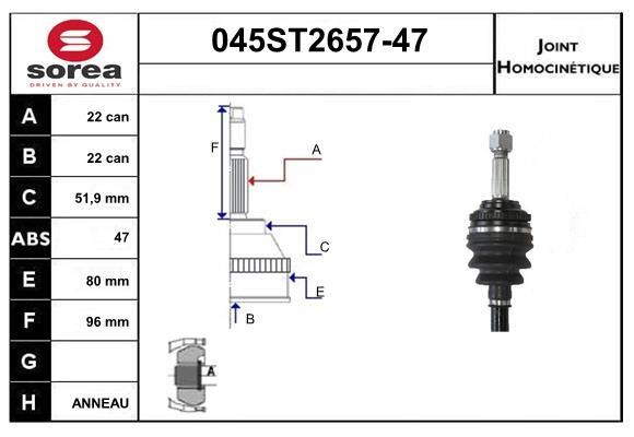 StartCar 045ST2657-47 Joint kit, drive shaft 045ST265747: Buy near me in Poland at 2407.PL - Good price!
