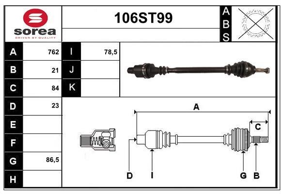StartCar 106ST99 Drive shaft 106ST99: Buy near me in Poland at 2407.PL - Good price!