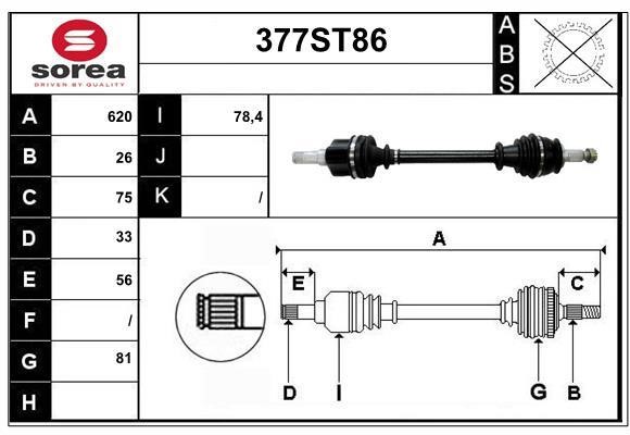 StartCar 377ST86 Drive shaft 377ST86: Buy near me in Poland at 2407.PL - Good price!