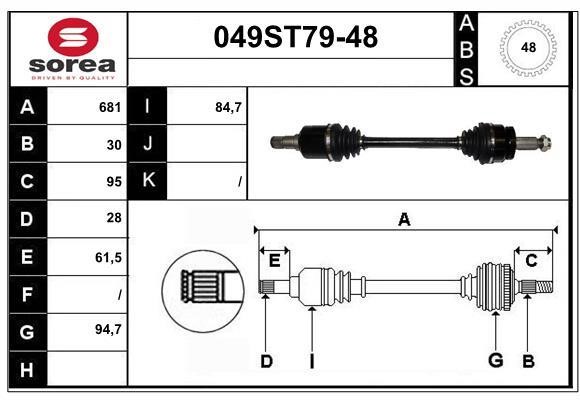 StartCar 049ST79-48 Drive shaft 049ST7948: Buy near me in Poland at 2407.PL - Good price!