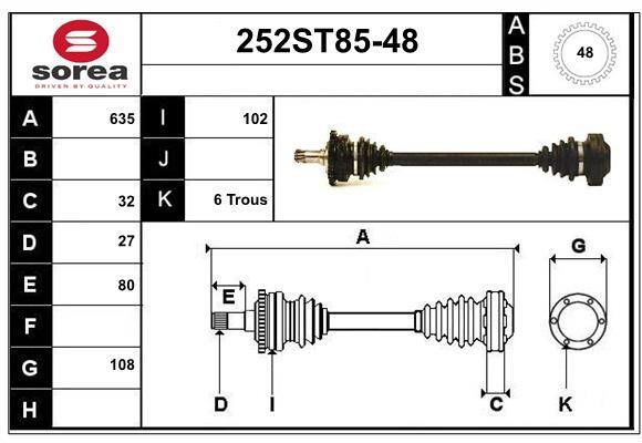 StartCar 252ST85-48 Drive shaft 252ST8548: Buy near me in Poland at 2407.PL - Good price!