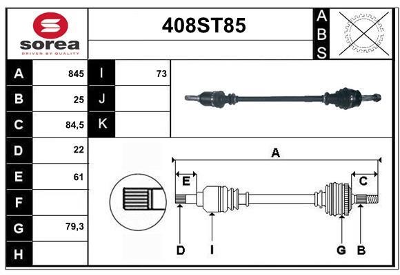 StartCar 408ST85 Вал привідний 408ST85: Приваблива ціна - Купити у Польщі на 2407.PL!