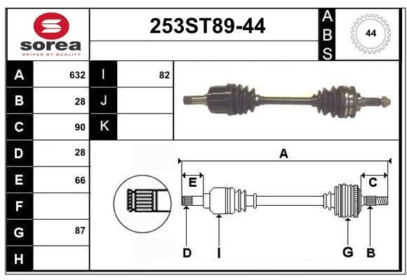 StartCar 253ST89-44 Drive shaft 253ST8944: Buy near me in Poland at 2407.PL - Good price!