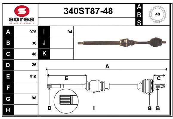 StartCar 340ST87-48 Drive shaft 340ST8748: Buy near me in Poland at 2407.PL - Good price!