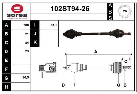 StartCar 102ST94-26 Вал приводной 102ST9426: Отличная цена - Купить в Польше на 2407.PL!