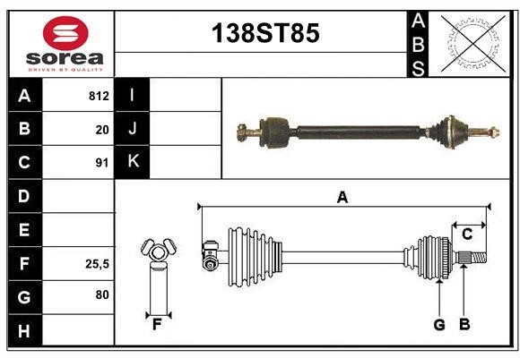 StartCar 138ST85 Drive shaft 138ST85: Buy near me in Poland at 2407.PL - Good price!