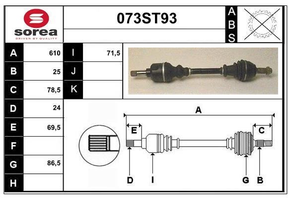 StartCar 073ST93 Drive shaft 073ST93: Buy near me in Poland at 2407.PL - Good price!