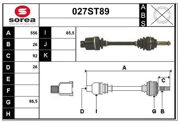 StartCar 027ST89 Drive shaft 027ST89: Buy near me in Poland at 2407.PL - Good price!