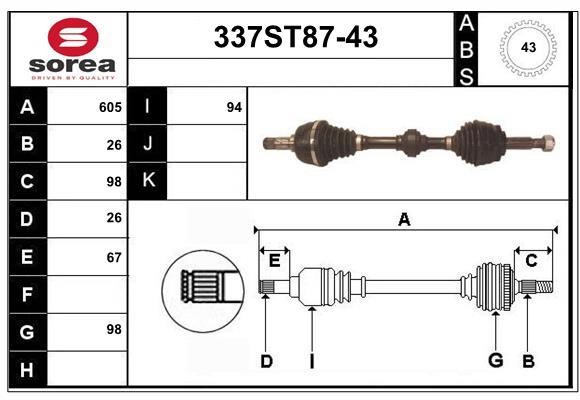 StartCar 337ST87-43 Drive shaft 337ST8743: Buy near me in Poland at 2407.PL - Good price!
