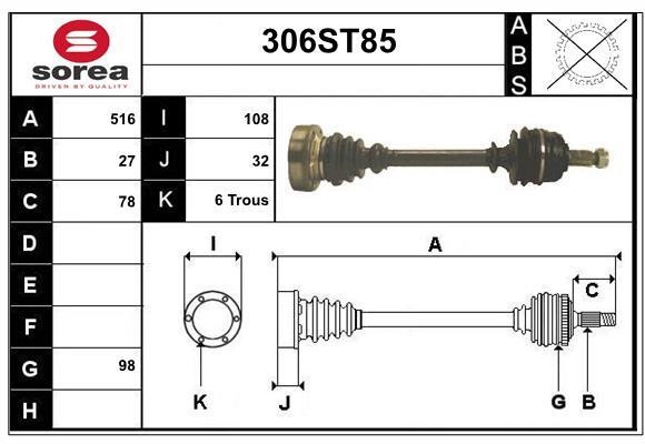 StartCar 306ST85 Drive shaft 306ST85: Buy near me in Poland at 2407.PL - Good price!