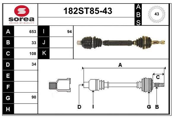StartCar 182ST85-43 Drive shaft 182ST8543: Buy near me in Poland at 2407.PL - Good price!