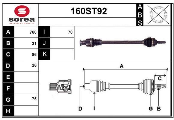 StartCar 160ST92 Вал приводной 160ST92: Отличная цена - Купить в Польше на 2407.PL!