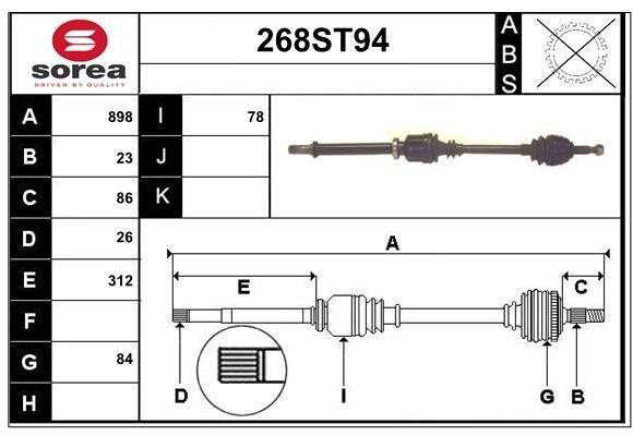 StartCar 268ST94 Вал привідний 268ST94: Приваблива ціна - Купити у Польщі на 2407.PL!