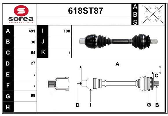 StartCar 618ST87 Drive shaft 618ST87: Buy near me in Poland at 2407.PL - Good price!