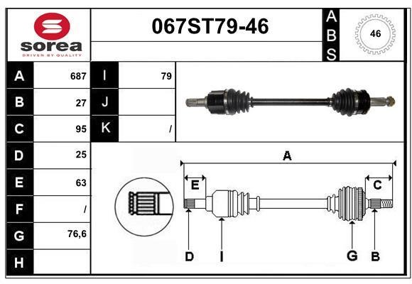 StartCar 067ST79-46 Drive shaft 067ST7946: Buy near me in Poland at 2407.PL - Good price!