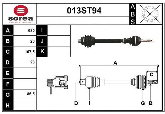 StartCar 013ST94 Drive shaft 013ST94: Buy near me in Poland at 2407.PL - Good price!