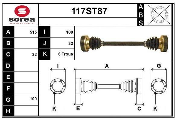 StartCar 117ST87 Drive shaft 117ST87: Buy near me in Poland at 2407.PL - Good price!