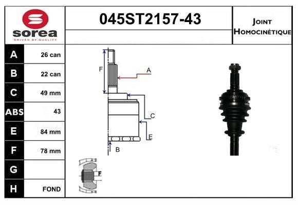 StartCar 045ST2157-43 Joint kit, drive shaft 045ST215743: Buy near me in Poland at 2407.PL - Good price!