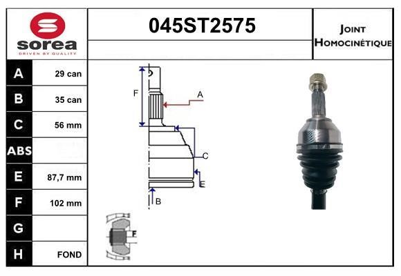 StartCar 045ST2575 Joint kit, drive shaft 045ST2575: Buy near me in Poland at 2407.PL - Good price!