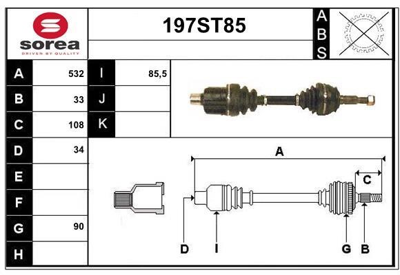 StartCar 197ST85 Drive shaft 197ST85: Buy near me in Poland at 2407.PL - Good price!