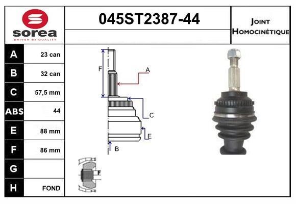 StartCar 045ST2387-44 Joint kit, drive shaft 045ST238744: Buy near me in Poland at 2407.PL - Good price!