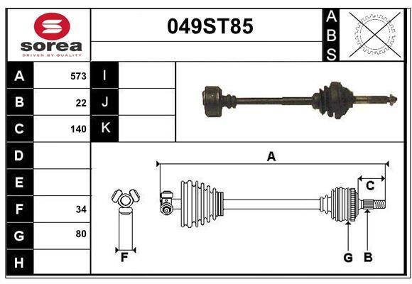 StartCar 049ST85 Drive shaft 049ST85: Buy near me in Poland at 2407.PL - Good price!